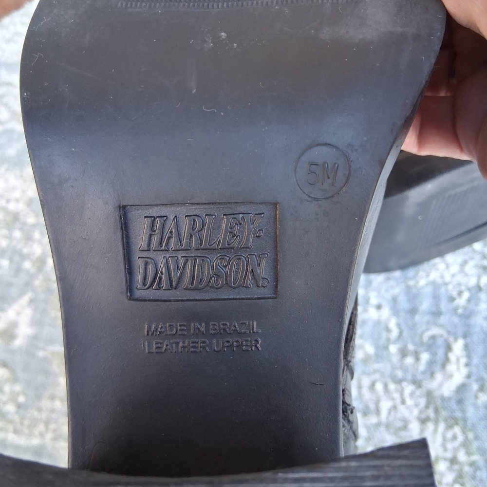 Harley-Davidson Black Leather Moto Combat Boots Sz 5 Biker-Chic Grunge Gothic - Picture 10 of 16